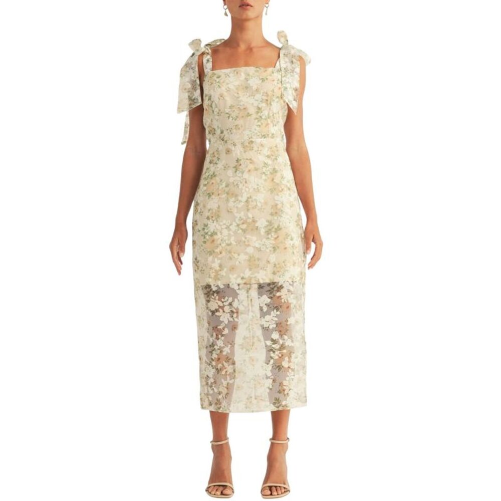 Arose Studio Womens Carinne Floral Organza Midi Dress X-Large Sage - NWT $158